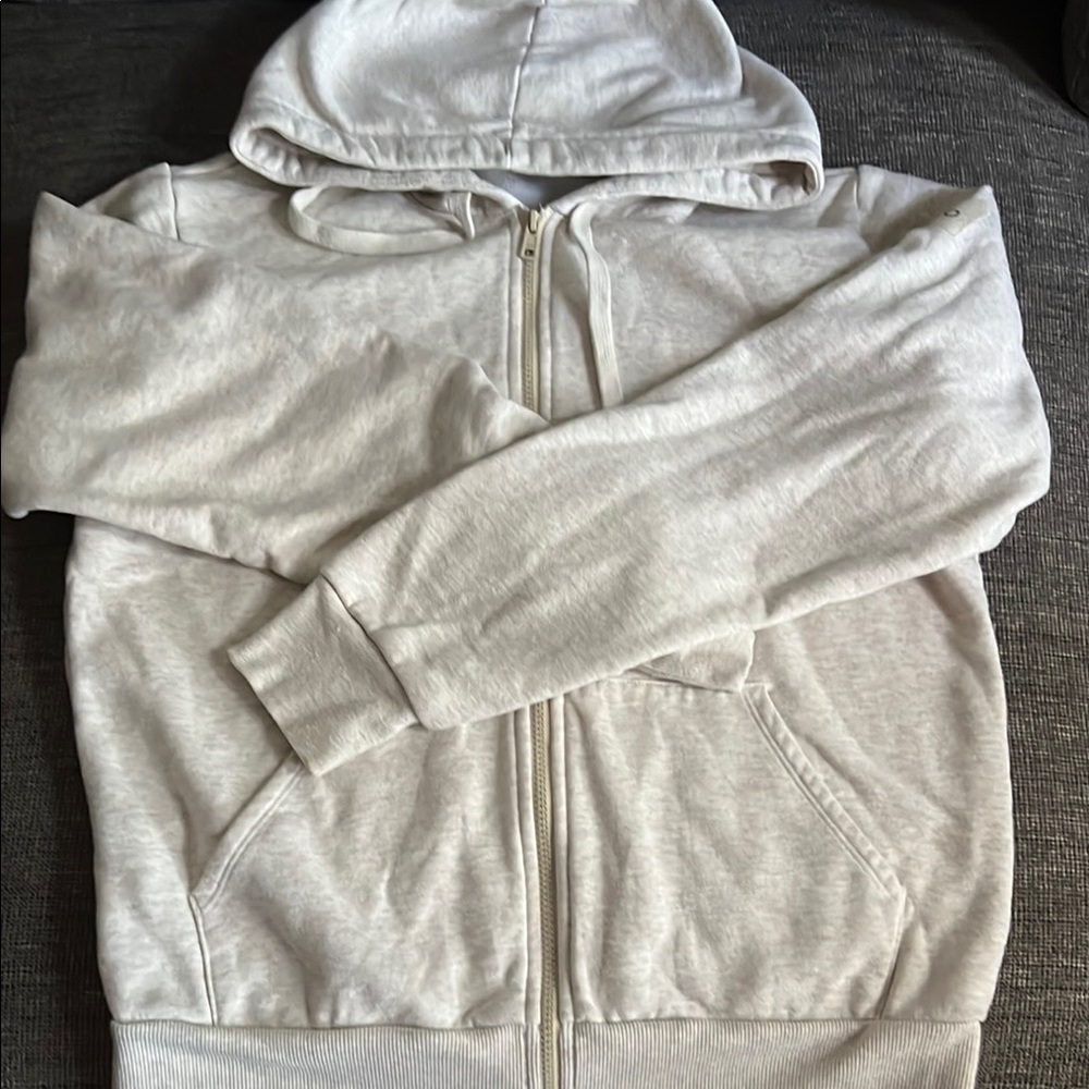 ALO Yoga Light Gray Zip-Up Hoodie